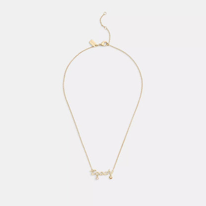 Coach Script Heart Necklace