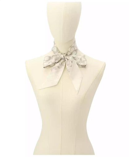 Textured Signature Print Silk Skinny Scarf