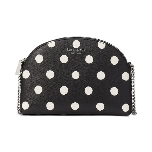 Morgan Sunshine Dot Printed PVC Double Zip Dome Mini Crossbody