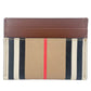 Burberry Sandon Tan Canvas Check Printed Leather Slim Card Case Wallet