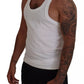 Dsquared² White Cotton Linen Sleeveless Tank T-shirt