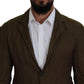 Dsquared² Green Single Breasted Men Coat Blazer Jacket