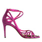 Dolce & Gabbana Pink Strass Ankle Strap Heels Sandals Shoes
