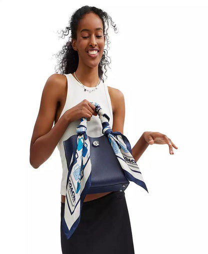 Women's Trompe L'Oeil Bag Print Silk Square Scarf