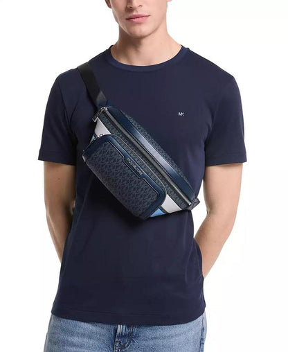 Men's Leather Colorblocked Logo Belt Bag