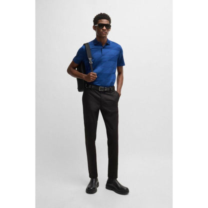 Mercerized-cotton polo shirt with jacquard pattern