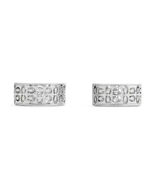 Rhodium Plated Minimal Huggie Hoop Earrings