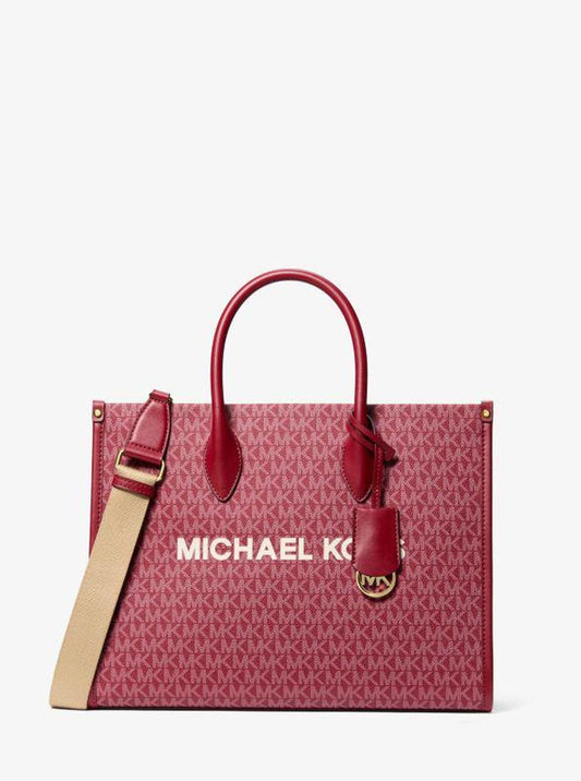 Mirella Medium Metallic Signature Logo Tote Bag