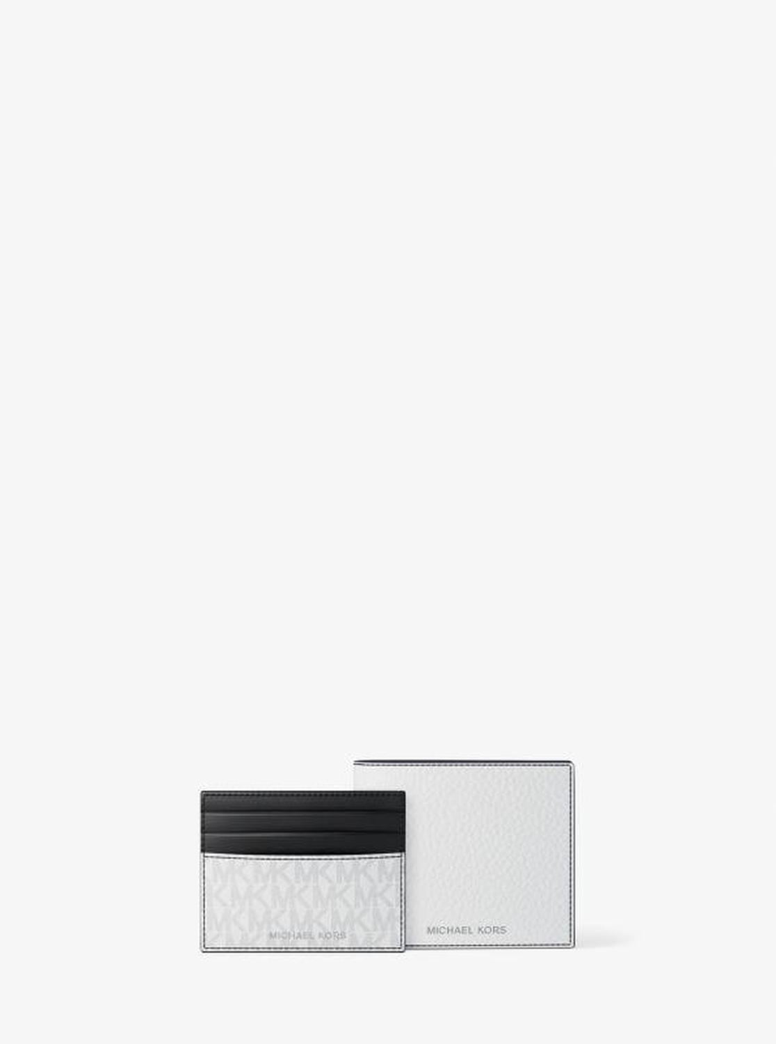 Pebbled Leather Billfold Wallet and Signature Logo Card Case Gift Set